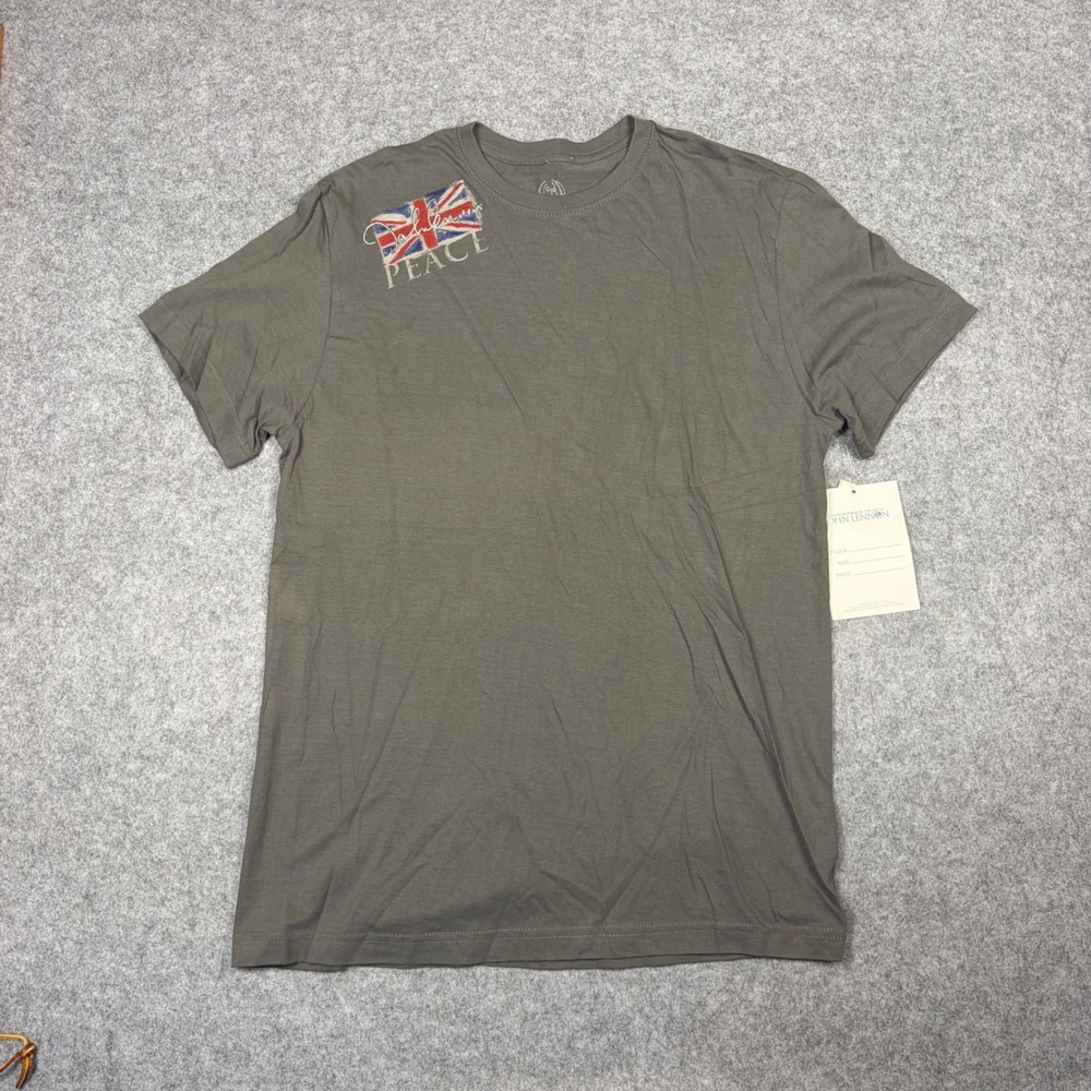John Lennon Give Peace A Chance Graphic T-Shirt Gray Mens Large NWT